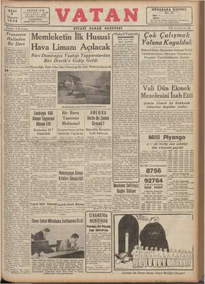 Vatan Gazetesi 8 Ekim 1940 kapağı