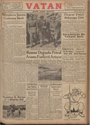 Vatan Gazetesi 14 Ekim 1940 kapağı