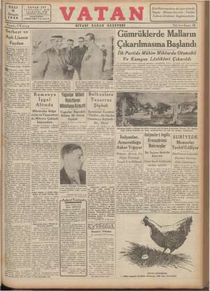 Vatan Gazetesi 15 Ekim 1940 kapağı