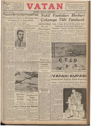 Vatan Gazetesi 17 Ekim 1940 kapağı