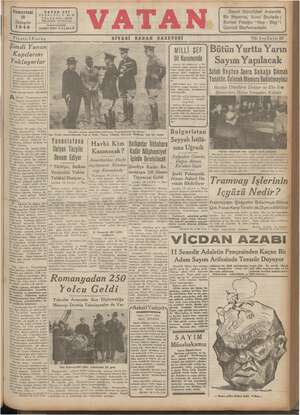 Vatan Gazetesi 19 Ekim 1940 kapağı