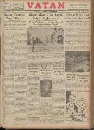 Vatan Gazetesi 20 Ekim 1940 kapağı