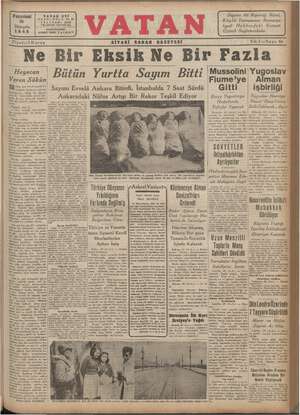 Vatan Gazetesi 21 Ekim 1940 kapağı