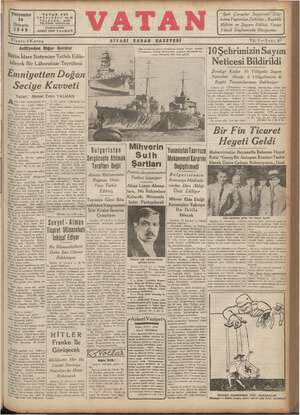 Vatan Gazetesi 24 Ekim 1940 kapağı
