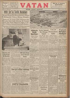Vatan Gazetesi 4 Kasım 1940 kapağı