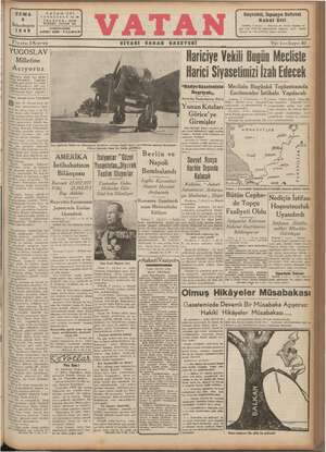 Vatan Gazetesi 8 Kasım 1940 kapağı