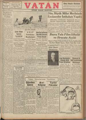 Vatan Gazetesi 9 Kasım 1940 kapağı