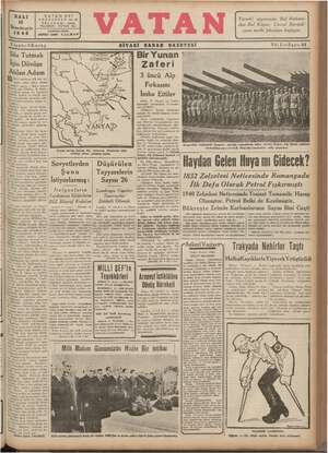 Vatan Gazetesi 12 Kasım 1940 kapağı