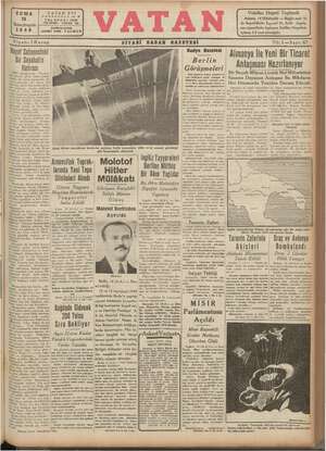 Vatan Gazetesi 15 Kasım 1940 kapağı