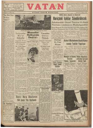 Vatan Gazetesi 19 Kasım 1940 kapağı