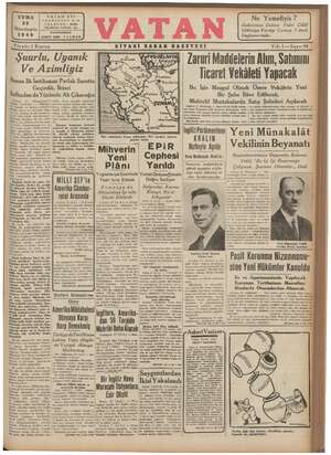 Vatan Gazetesi 22 Kasım 1940 kapağı