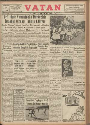 Vatan Gazetesi 25 Kasım 1940 kapağı