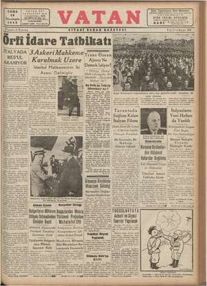 Vatan Gazetesi 29 Kasım 1940 kapağı