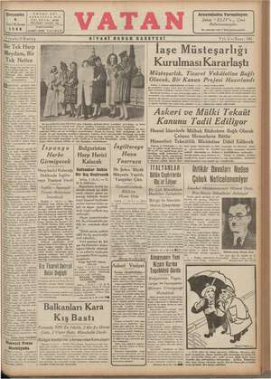 Vatan Gazetesi 4 Aralık 1940 kapağı