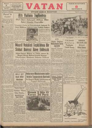 Vatan Gazetesi 10 Aralık 1940 kapağı