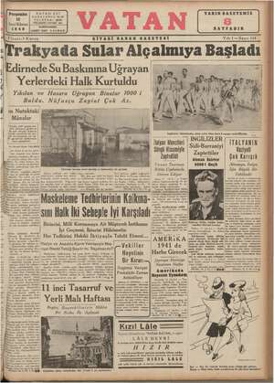 Vatan Gazetesi 12 Aralık 1940 kapağı