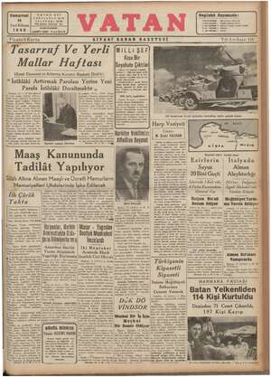 Vatan Gazetesi 14 Aralık 1940 kapağı