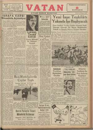 Vatan Gazetesi 17 Aralık 1940 kapağı