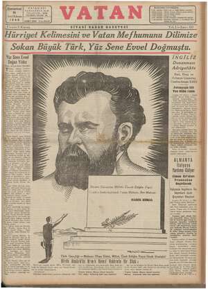 Vatan Gazetesi 21 Aralık 1940 kapağı