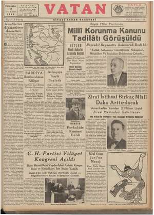 Vatan Gazetesi 26 Aralık 1940 kapağı