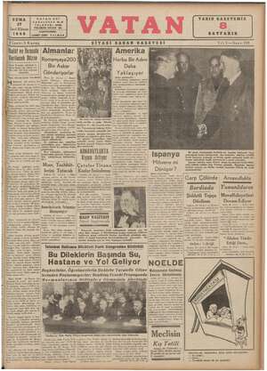 Vatan Gazetesi 27 Aralık 1940 kapağı