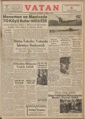 Vatan Gazetesi 29 Aralık 1940 kapağı