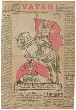 Vatan Gazetesi 1 Ocak 1941 kapağı