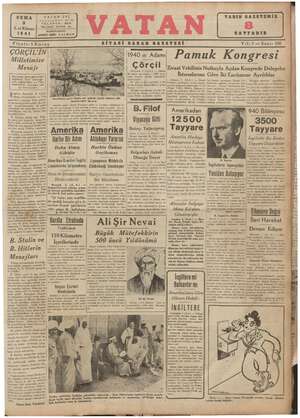 Vatan Gazetesi 3 Ocak 1941 kapağı