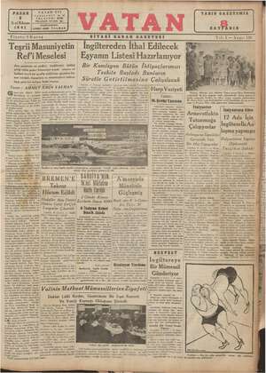 Vatan Gazetesi 5 Ocak 1941 kapağı