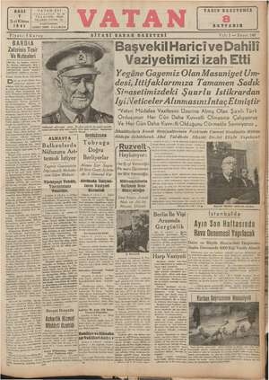 Vatan Gazetesi 7 Ocak 1941 kapağı