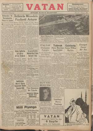 Vatan Gazetesi 8 Ocak 1941 kapağı