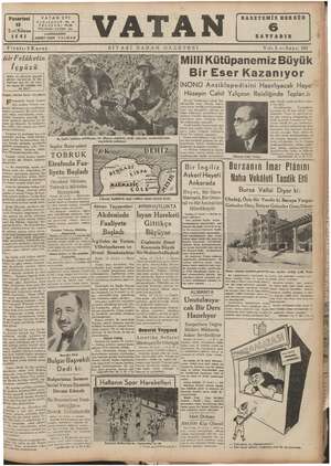Vatan Gazetesi 13 Ocak 1941 kapağı