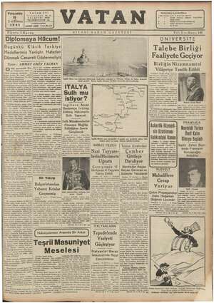Vatan Gazetesi 16 Ocak 1941 kapağı