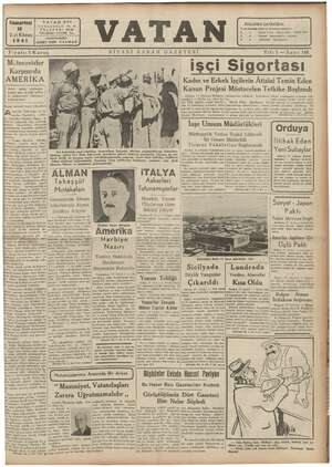 Vatan Gazetesi 18 Ocak 1941 kapağı