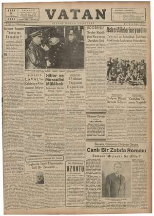 Vatan Gazetesi 21 Ocak 1941 kapağı