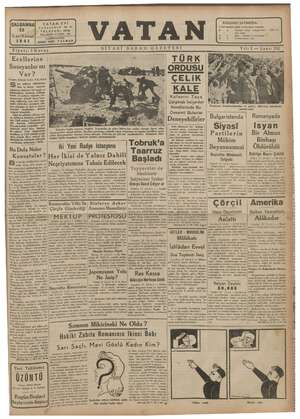 Vatan Gazetesi 22 Ocak 1941 kapağı