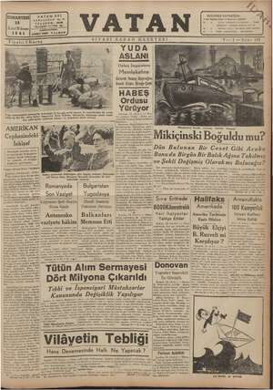 Vatan Gazetesi 25 Ocak 1941 kapağı