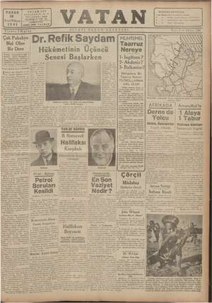 Vatan Gazetesi 26 Ocak 1941 kapağı