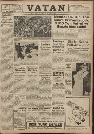 Vatan Gazetesi 28 Ocak 1941 kapağı