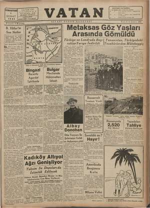 Vatan Gazetesi 1 Şubat 1941 kapağı