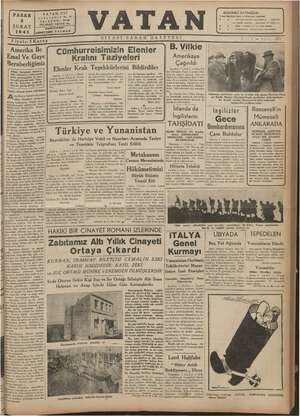 Vatan Gazetesi 2 Şubat 1941 kapağı