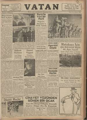Vatan Gazetesi 3 Şubat 1941 kapağı
