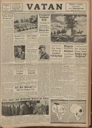 Vatan Gazetesi 9 Şubat 1941 kapağı