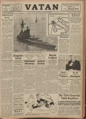 Vatan Gazetesi 10 Şubat 1941 kapağı