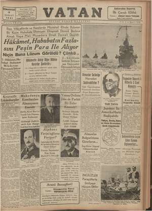 Vatan Gazetesi 15 Şubat 1941 kapağı