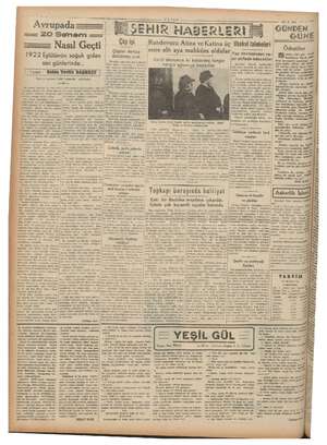  Avrupada —— ——-- 20 Semern — Nasıl Geçti 1922 Eylülünün soğuk giden son günlerinde... Yâzan : Rebla Teviik BAŞOKÇU Telif ve
