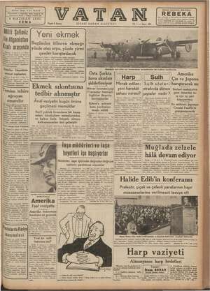    Başmuharriri: Ahmet Emin YALMAN VATANEVİ — Cağaloğlu, Molla Fenari &. 38 — Telefon: 4136 — Telgraf VATAN Öt 6 HAZIRAN 1941