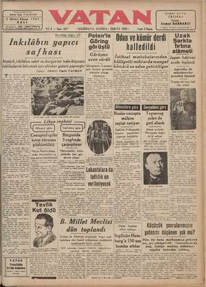    Baymakarriri Ahmet Emin YALMAN 2 Birinci Kânun 1941 «DOĞRUYA DOĞRU- İĞRİYE İĞRİ » VATAN Yıl:2 — Sayı : 457 Fiyath 5 Kuruş (