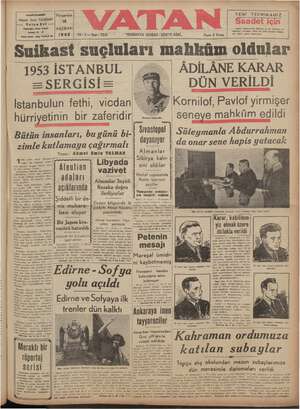    ORA T e ÇAS BAŞMUNARKİRİ Perşembe Ahmet Emin YALMAN 18 Vatan Evi —- HAZİRAN 1942 Yil: 2 — Sayı : 700 _u—-uuıull 1953...