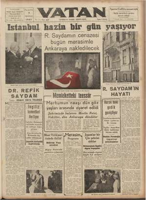    BAŞMUBHARRİRİ Ahmet Emin YALMAN VatanEvi Cağaloğlu, Molla Penari Perşembe s TEMMUZ 1942 Bokağı: 30 - 32 Telef. 24138 -...